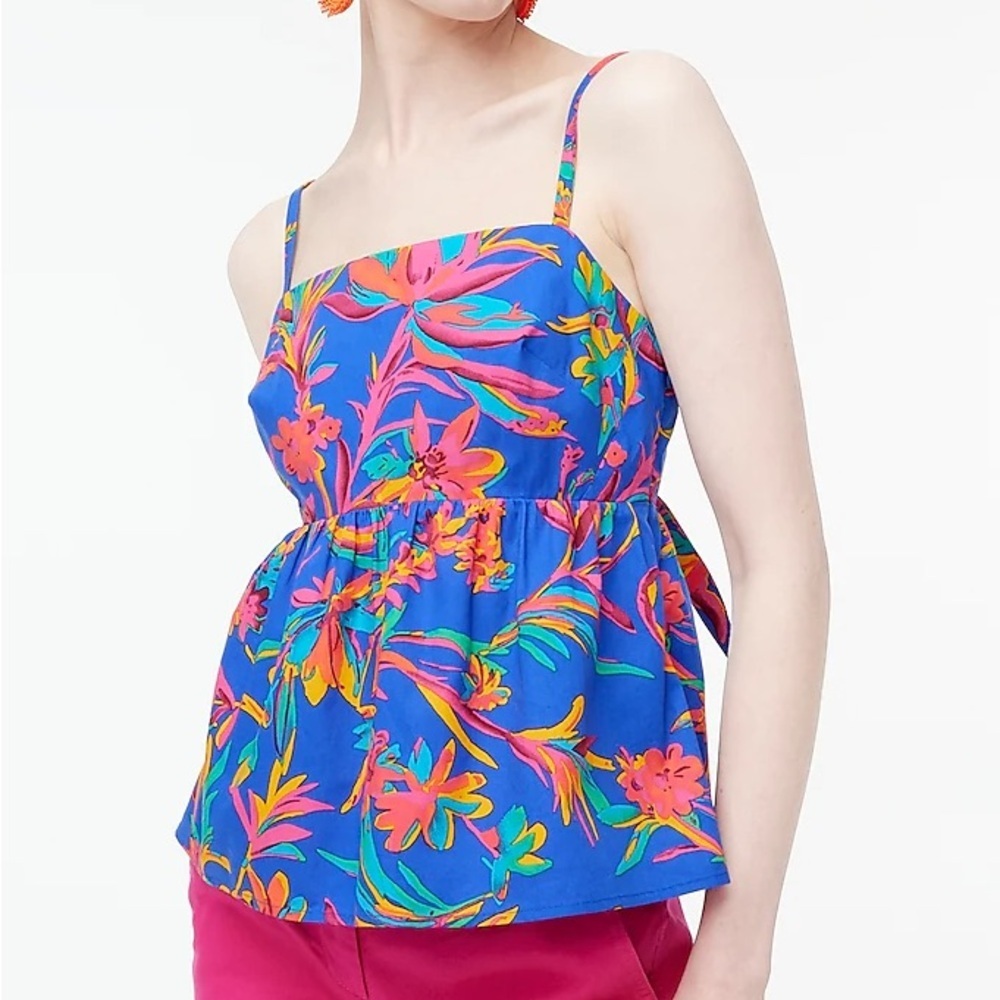 J crew Floral Blue and Pink Women's Top